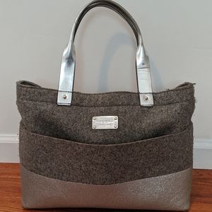 Authentic Kate Spade frosted felt and silver bag